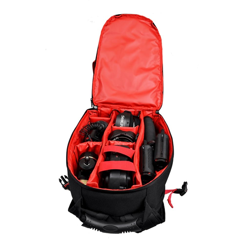 SeaLife Photo Pro Backpack drain holes and rubber feet for quick drying