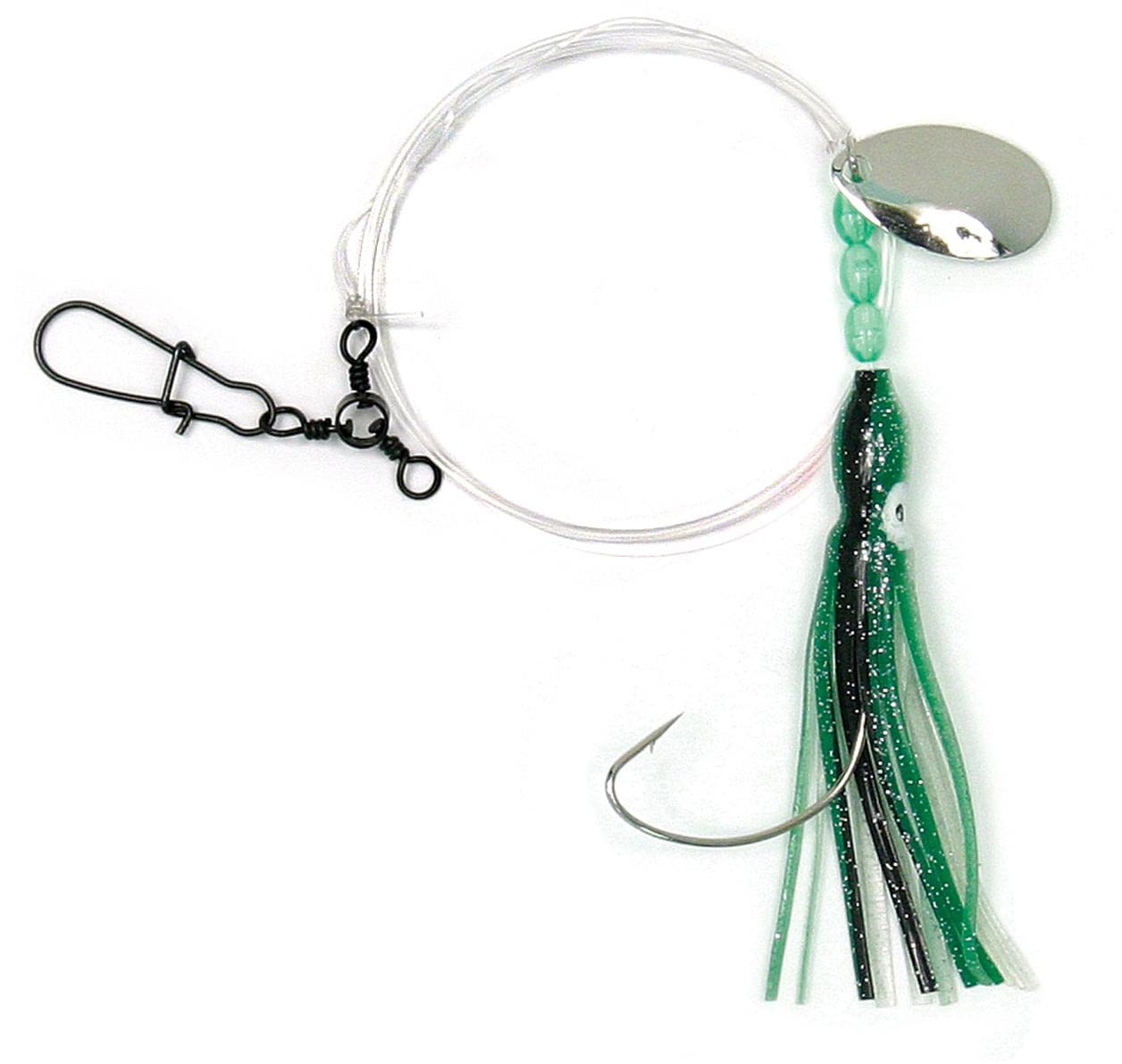 Sea Striker 365-SE squid skirt rig top swivel with snap for easy sinker attachment.