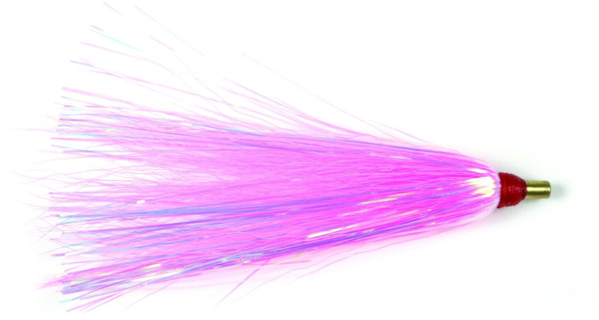 Sea Striker BTPKPM3 Buck Tail Teaser with pink pearl Mylar, ideal lure to attract fish.