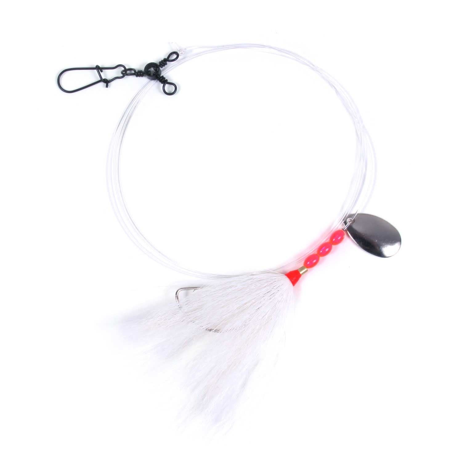 Sea Striker N8955-WH fluke rig with white bucktail spinner and 3-way swivel for versatile jigging