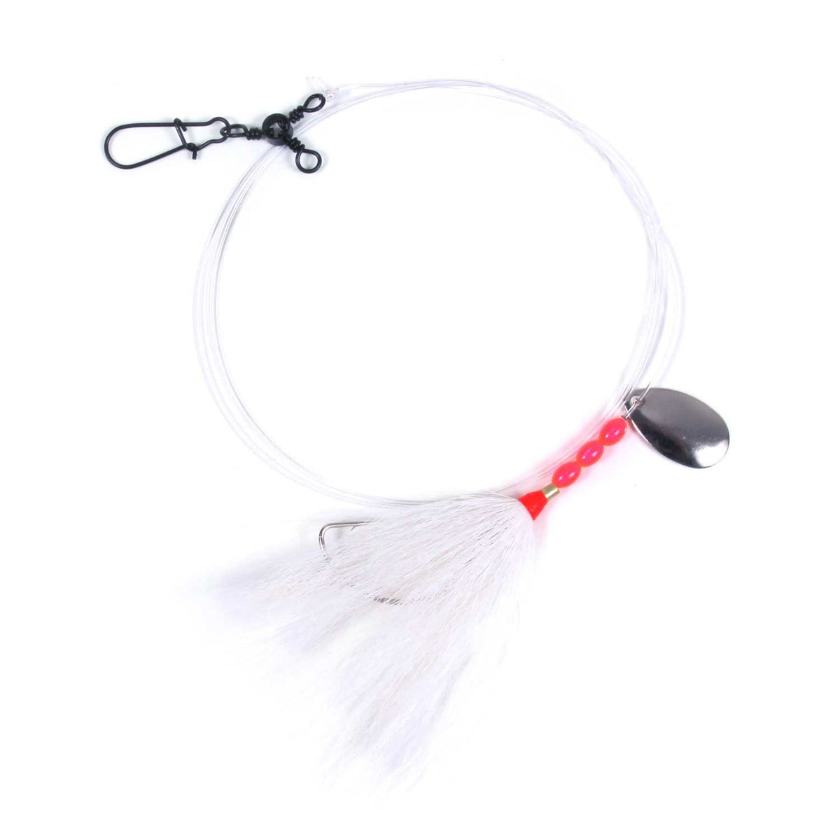Sea Striker N8955-WH fluke rig with white bucktail spinner and 3-way swivel for versatile jigging