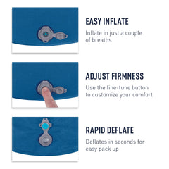 Sea to Summit Aeros Premium inflatable travel pillow soft brushed knit cover offers plush touch