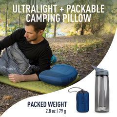 Sea to Summit Aeros Premium inflatable travel pillow packed size provides space-saving convenience