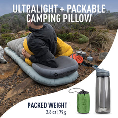 Sea to Summit Aeros Premium pillow packs small for compact travel storage.