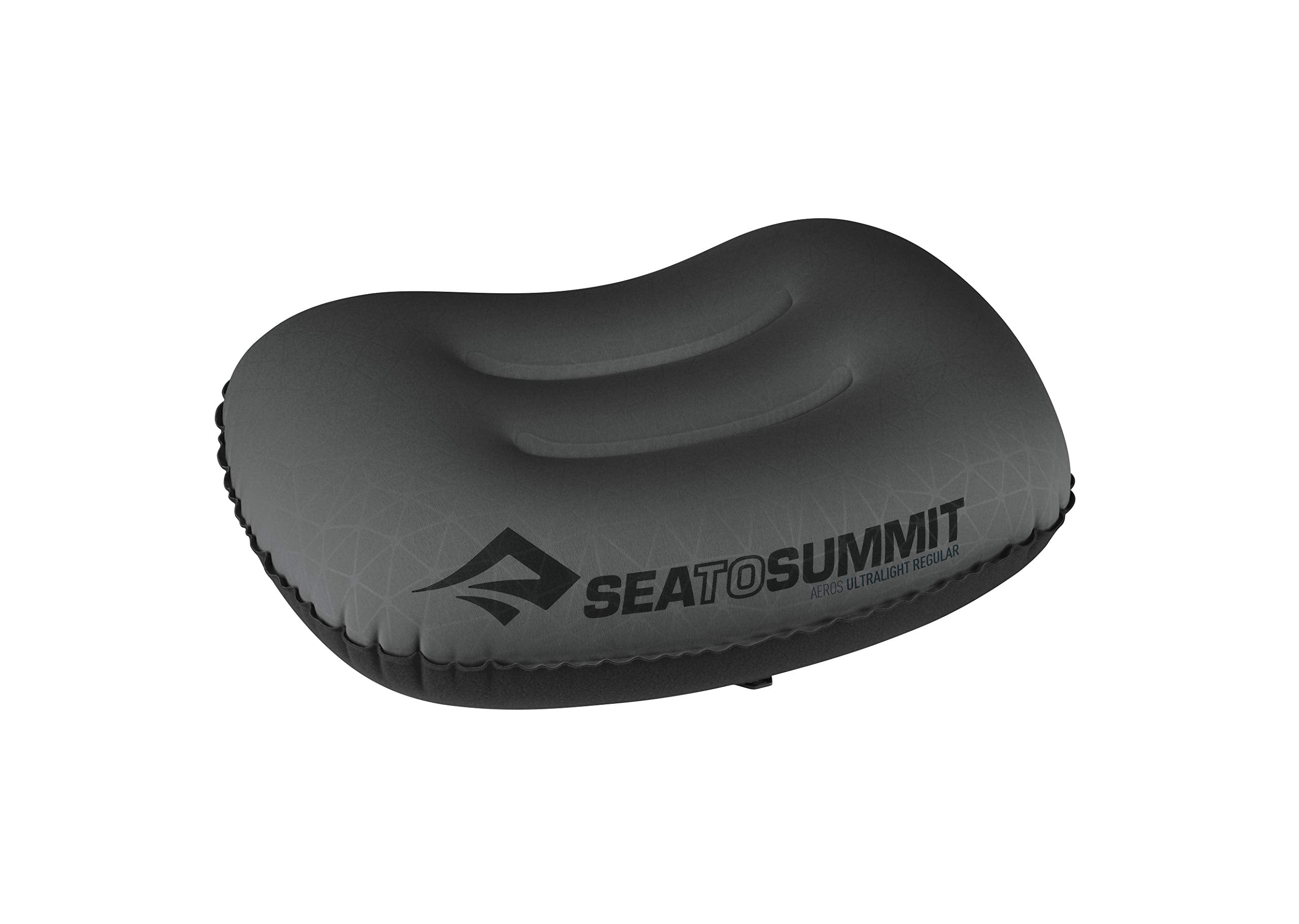 Sea to Summit Aeros Ultralight Pillow inflated for back sleeping on trail, showcasing comfort.