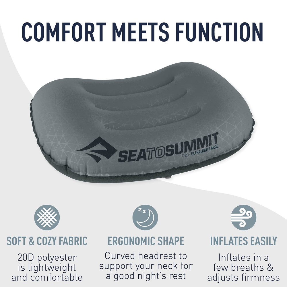 Sea to Summit Aeros Ultralight Pillow PillowLock compatibility helps stay securely in place.