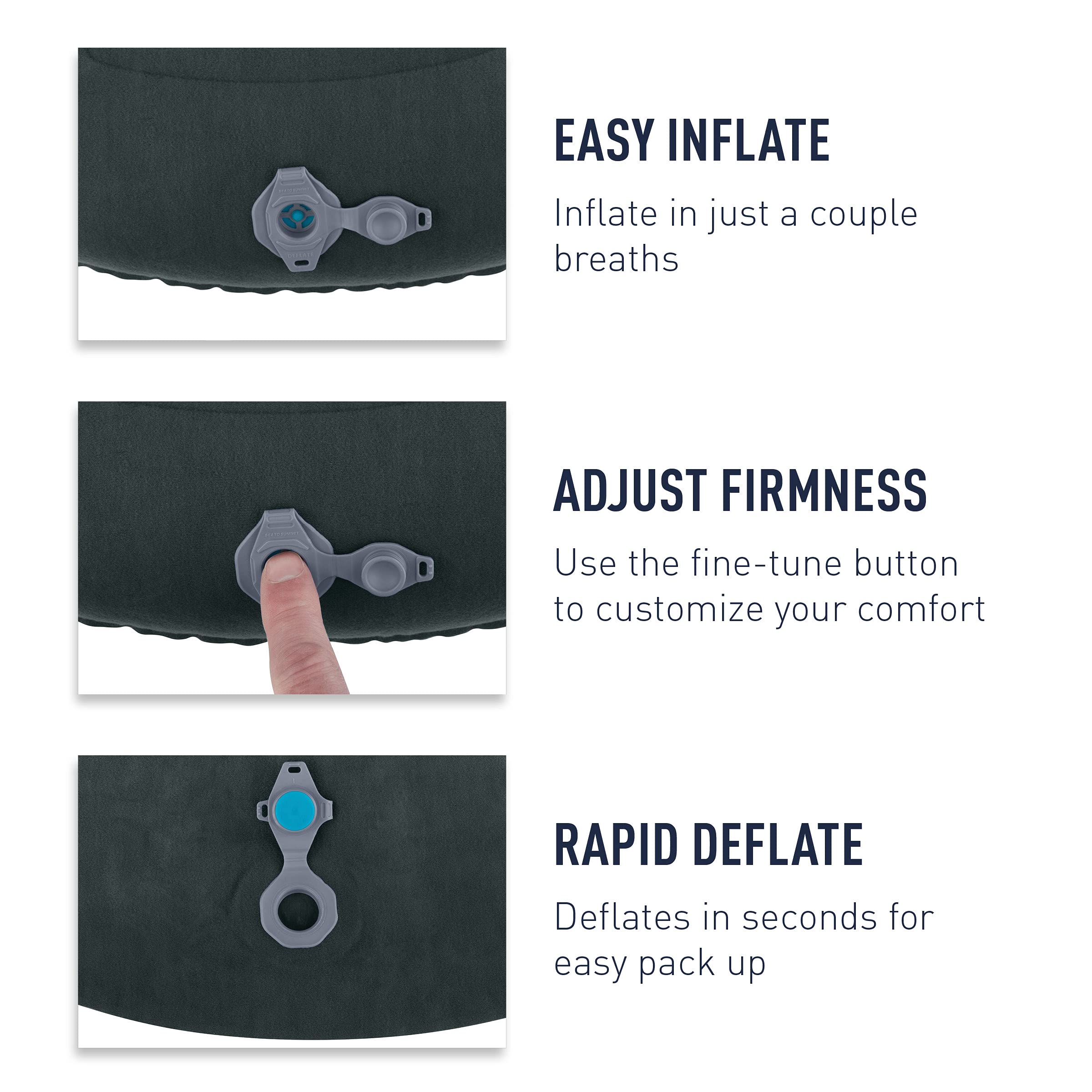 Sea to Summit Aeros Ultralight Pillow shoulder cradle supports multiple sleeping positions.