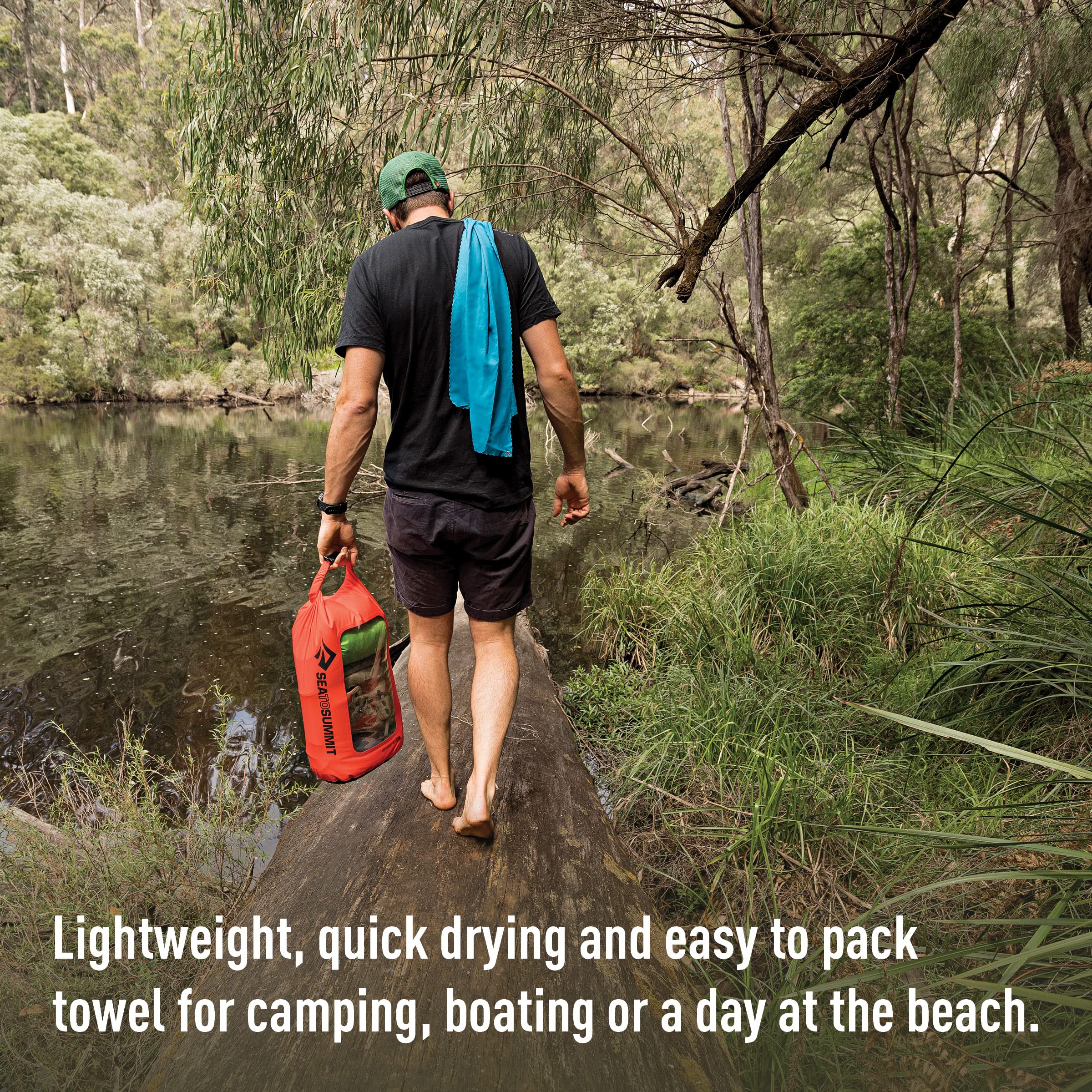 Sea to Summit AirLite Towel microfiber-drying-action demonstrates fast moisture wicking