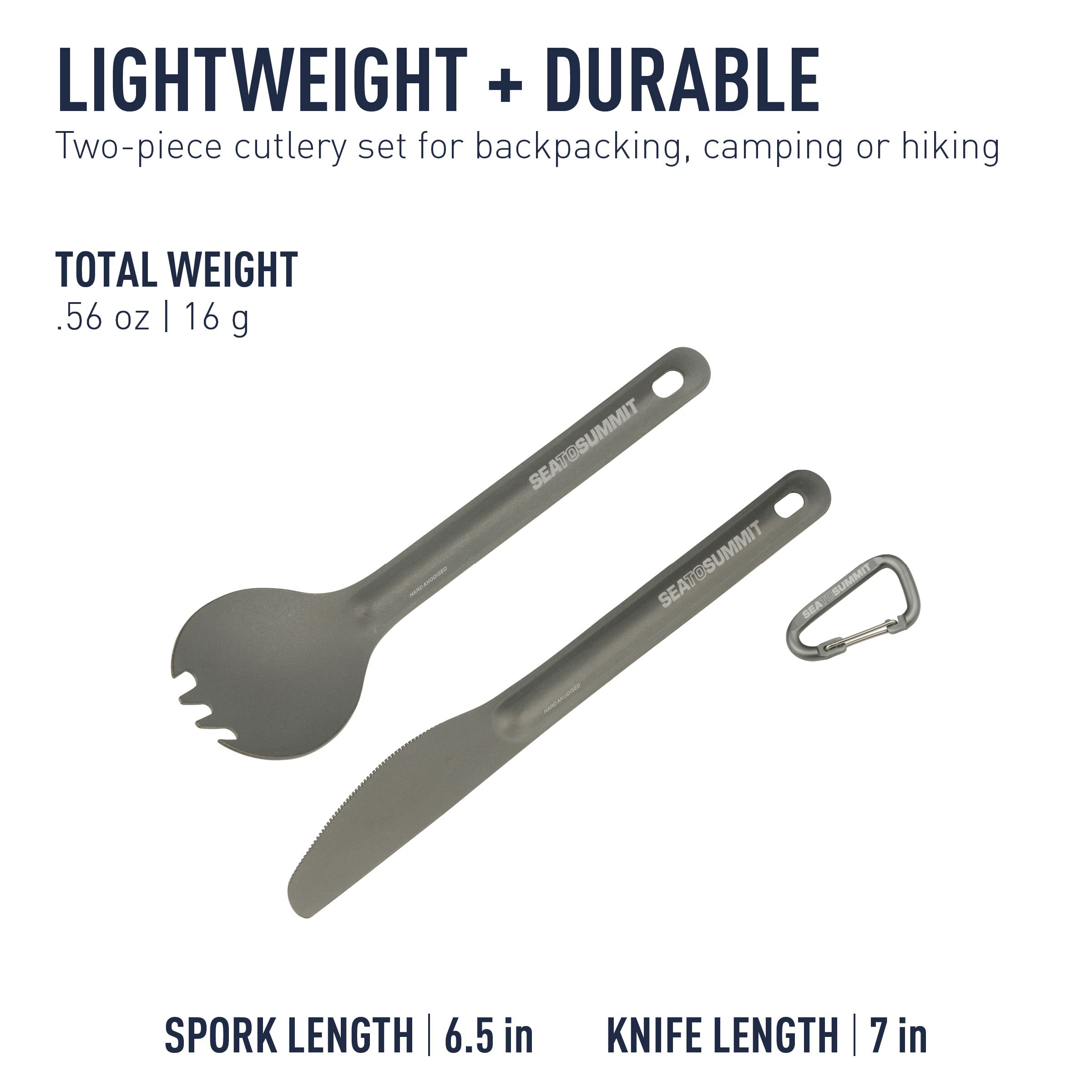 Multi-use spork ideal for soups and noodles on outdoor adventures.