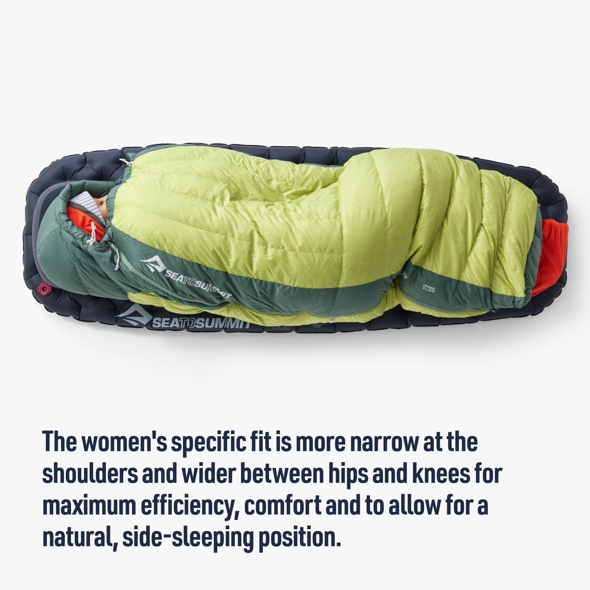 Sea to Summit Ascent anatomical footbox designed for warmth and comfort during sleep.