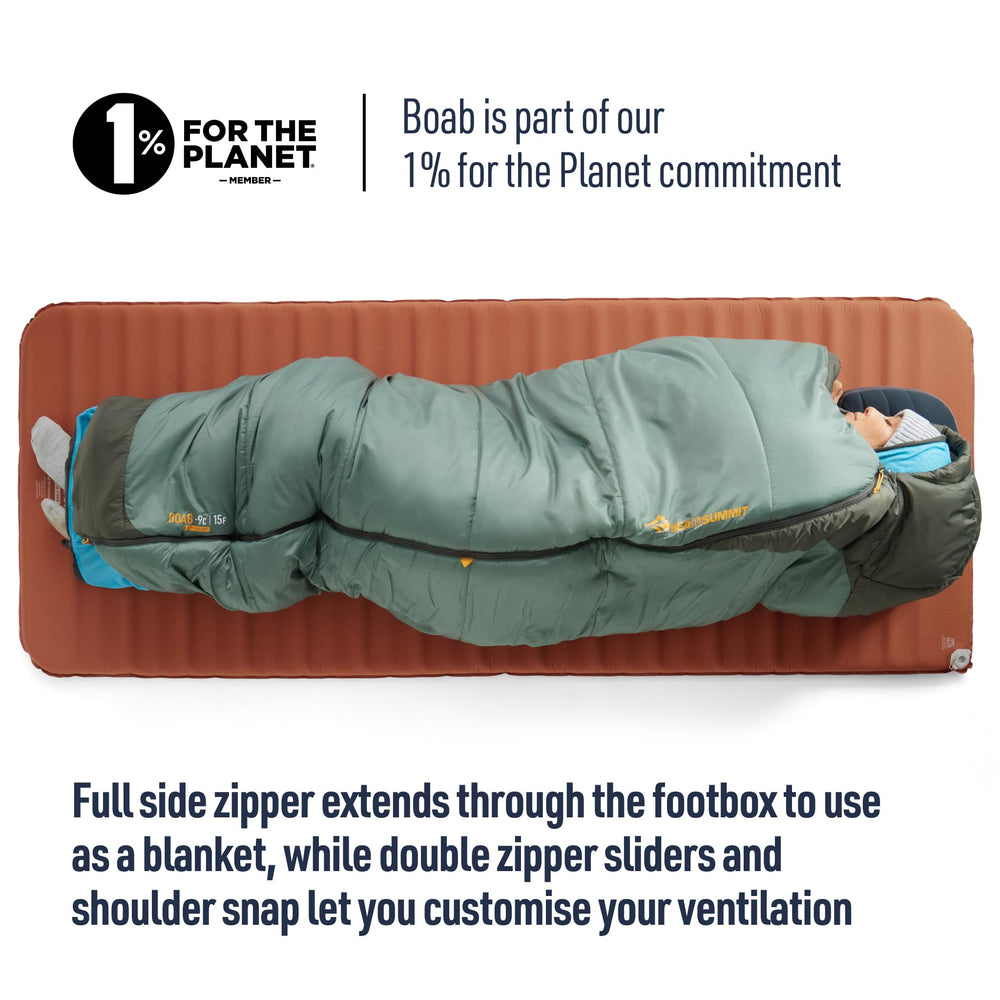 Sea to Summit Boab Long dimensions 90.9 by 31.9 inches for roomy comfort.