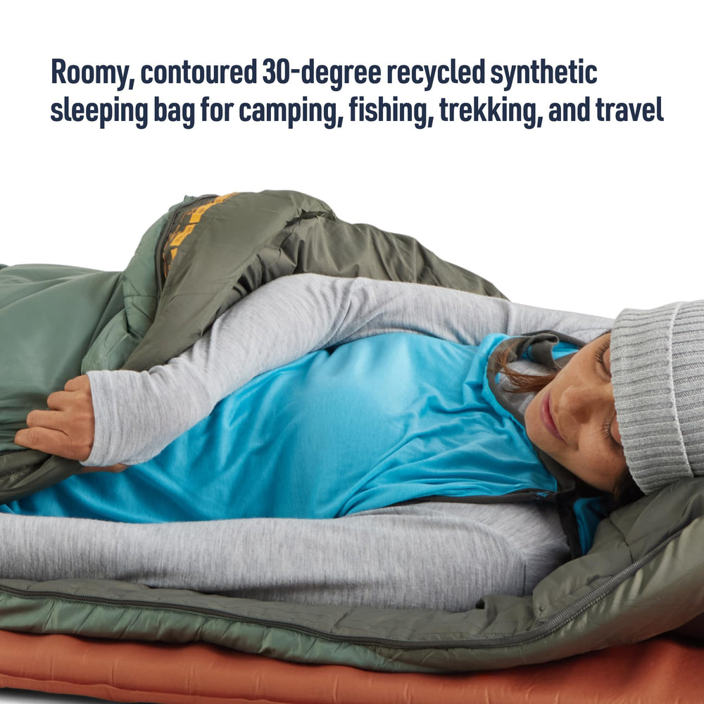Sea to Summit Boab shows full-length zipper converting to a breathable blanket for temp control.
