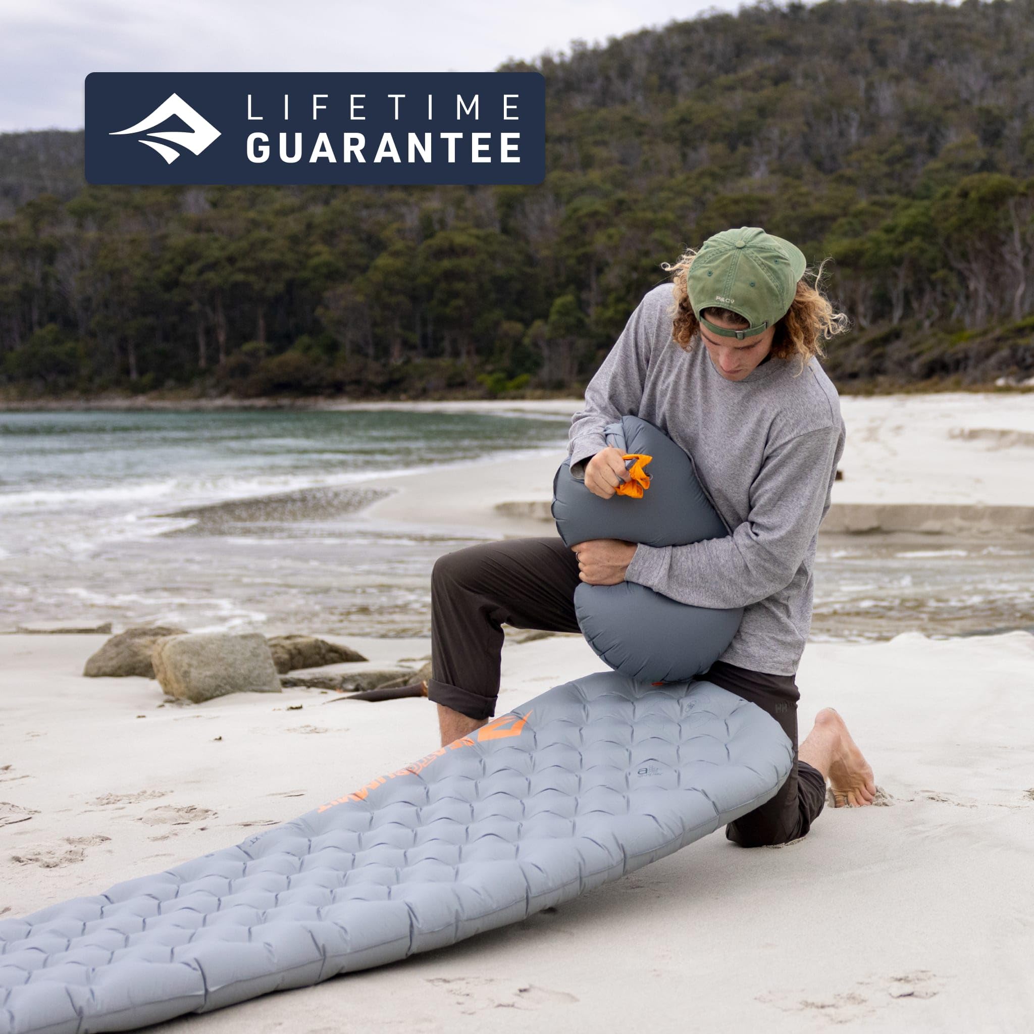 Sea to Summit Breeze liner guarantee label closeup highlighting lifetime guarantee