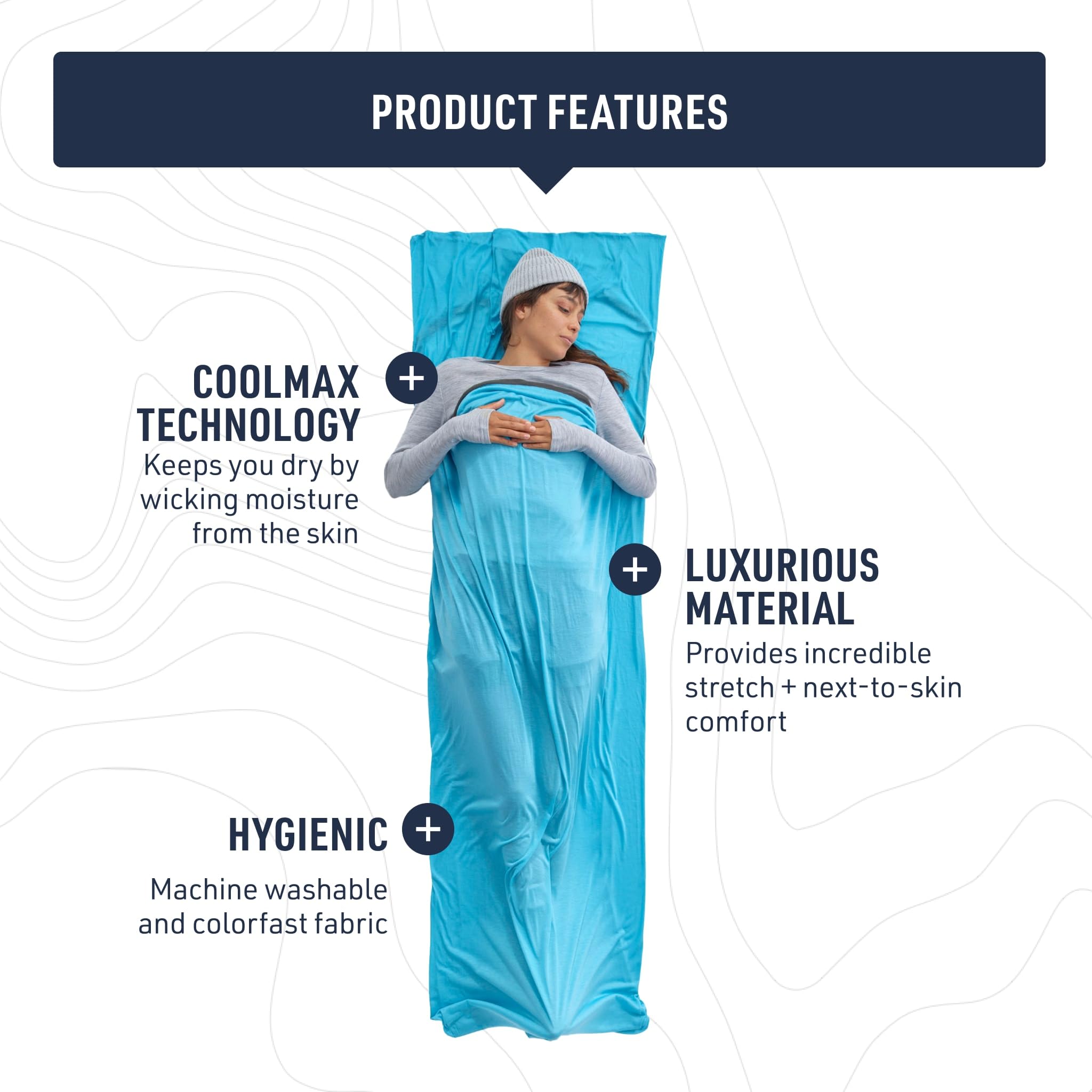 Sea to Summit Breeze moisture-wicking fabric delivers quick-dry comfort in humidity.