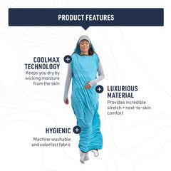 Sea to Summit Breeze Sleeping Liner demonstrates drawcord footbox for adjustable fit