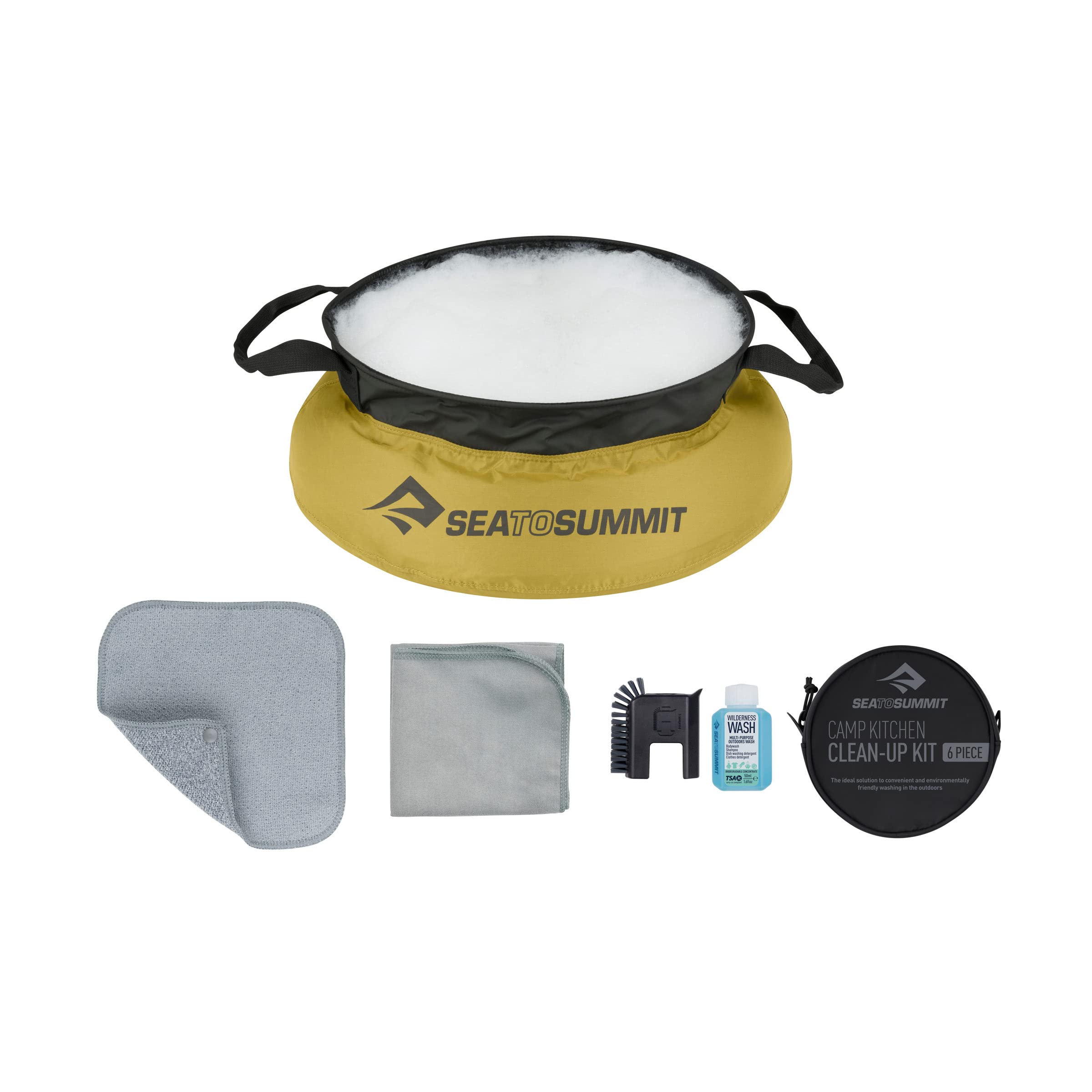 Sea to Summit camp kitchen clean-up kit in pouch keeps outdoor cleaning organized