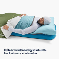 Sea to Summit Comfort Blend liner rectangular-cut design fits rectangular sleeping bags.