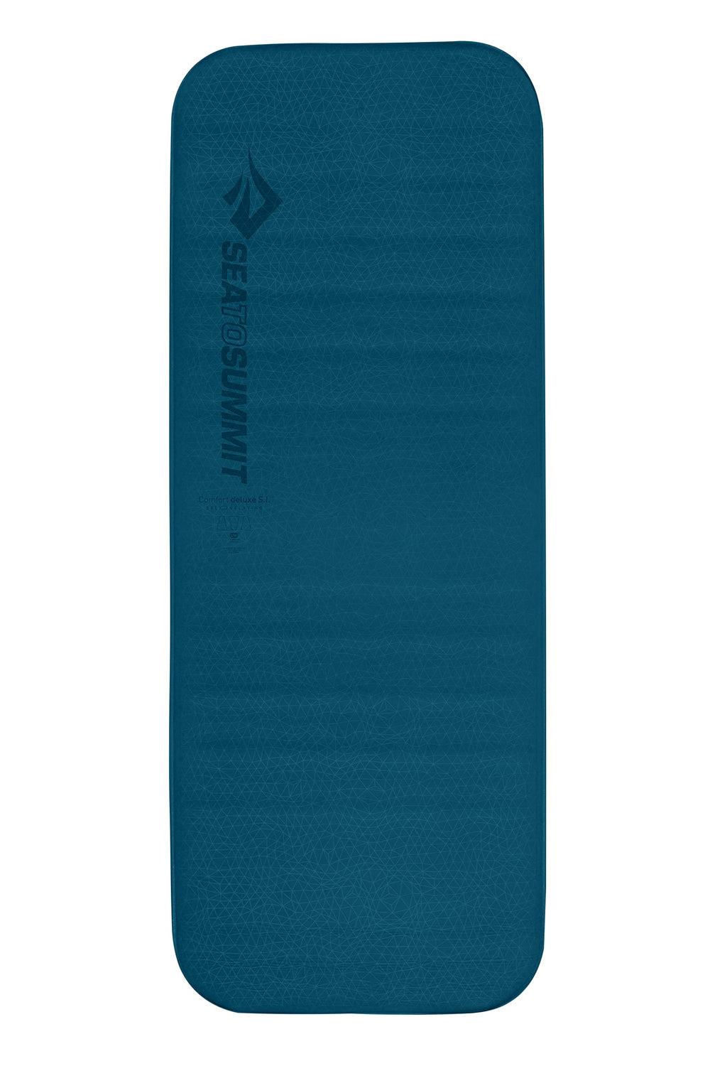 Sea to Summit Comfort Deluxe mat top view, plush 4-inch thickness for comfort.