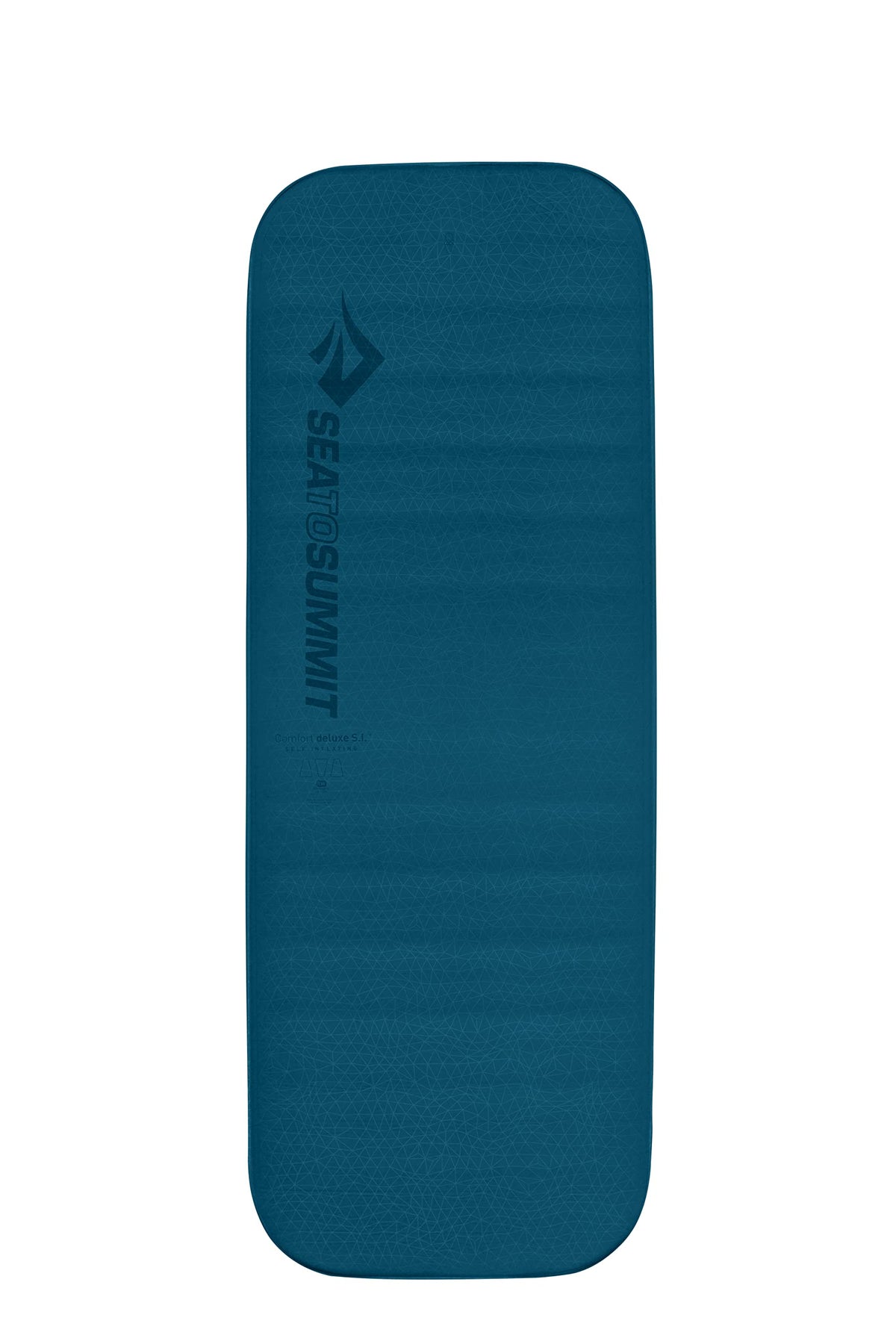 Sea to Summit Comfort Deluxe mattress top view shows four-inch thickness for comfortable camping nights