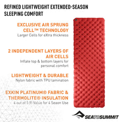 Sea to Summit Comfort Plus XT packed with Pumpsack and PillowLock patches for travel.