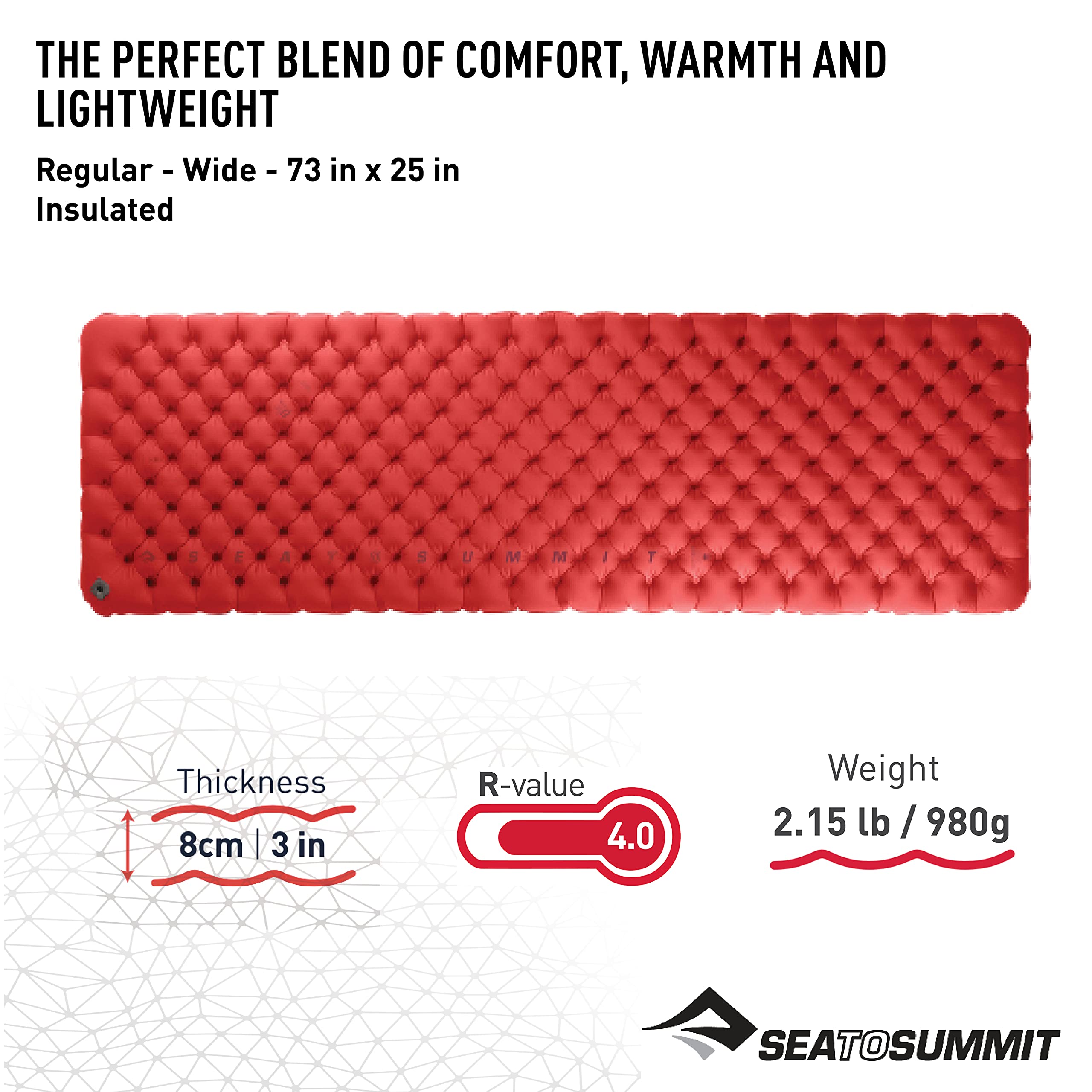 Sea to Summit Comfort Plus XT side profile highlights Air Sprung Cell stability.