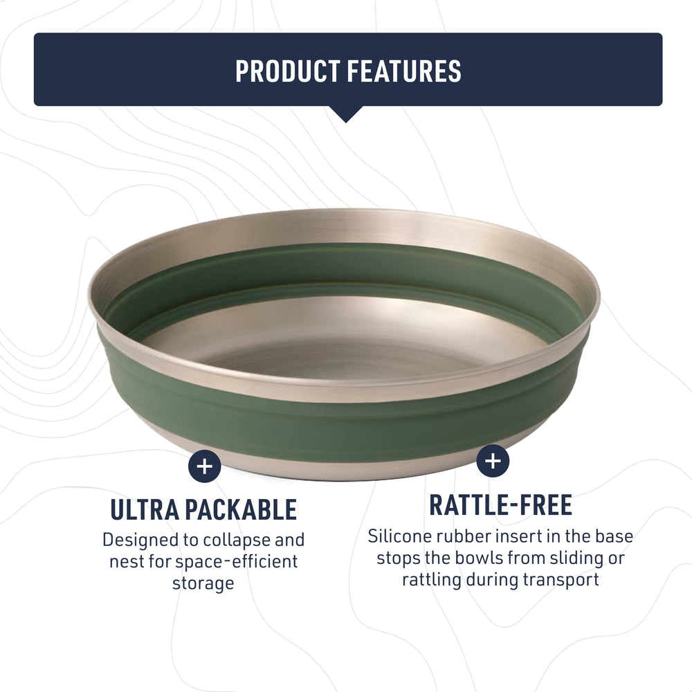 Sea to Summit Detour bowl beluga black stacked design saves space in packs.