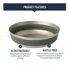 Sea to Summit Detour bowl beluga black stacked design saves space in packs.