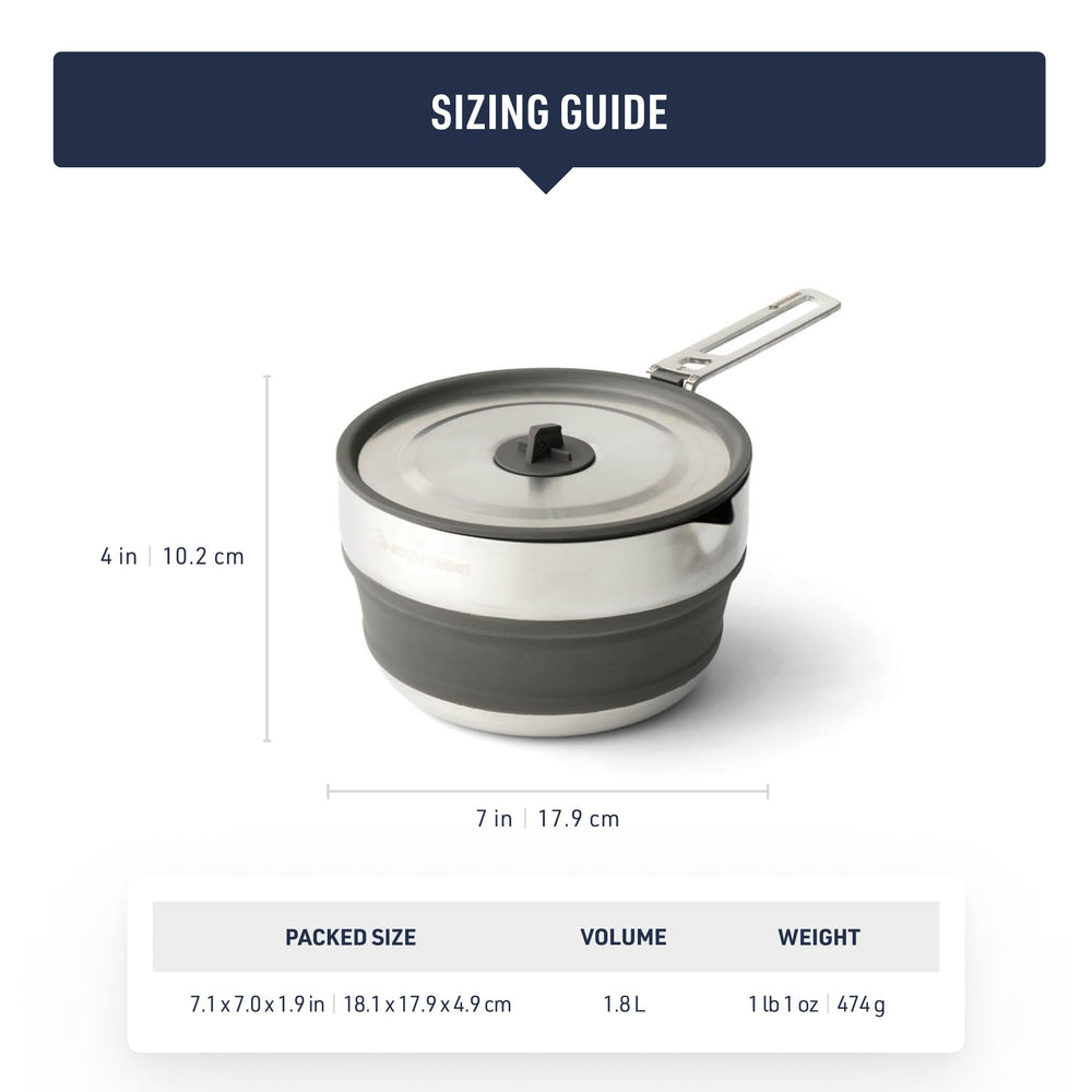 Sea to Summit Detour pot shows durable 304 stainless steel for rugged camping