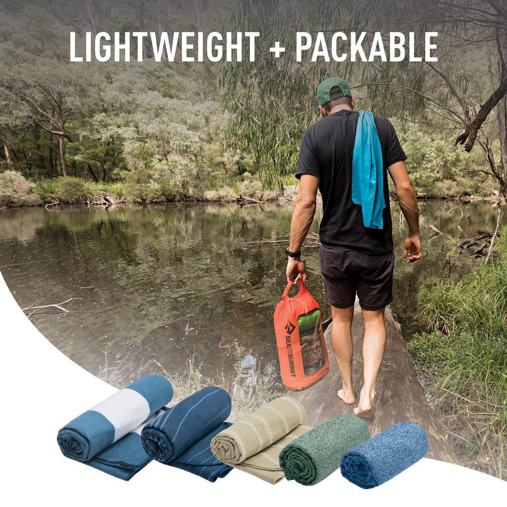 Sea to Summit Drylite towel 20x39 inches offers full-body coverage when traveling.