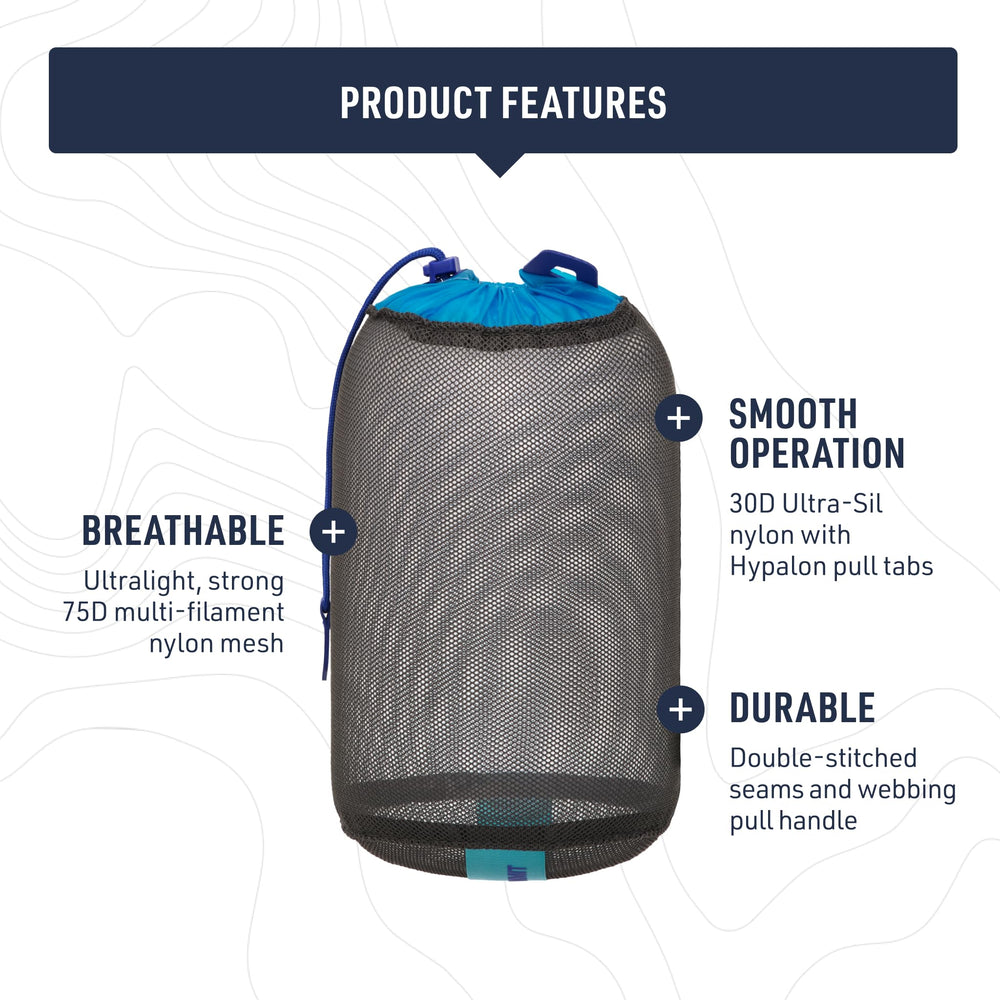 Sea to Summit mesh sack with double-stitched seams indicates durable construction.