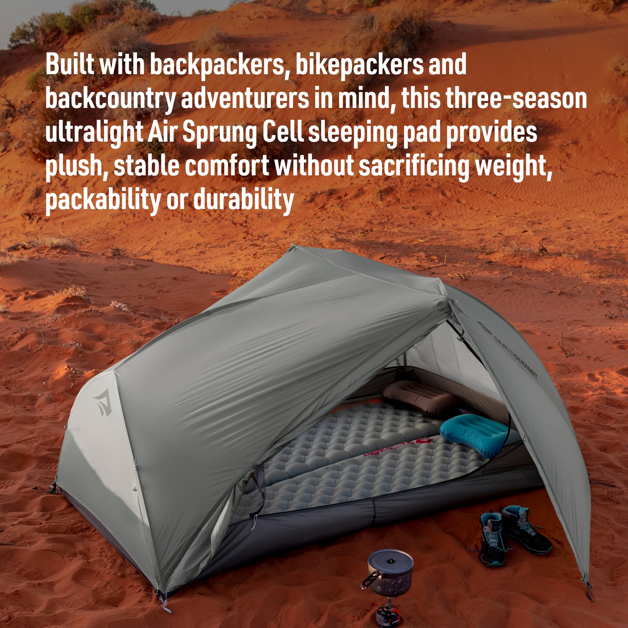 Sea to Summit Ether Light XR with pumpsack integration enables quick inflation on trail.