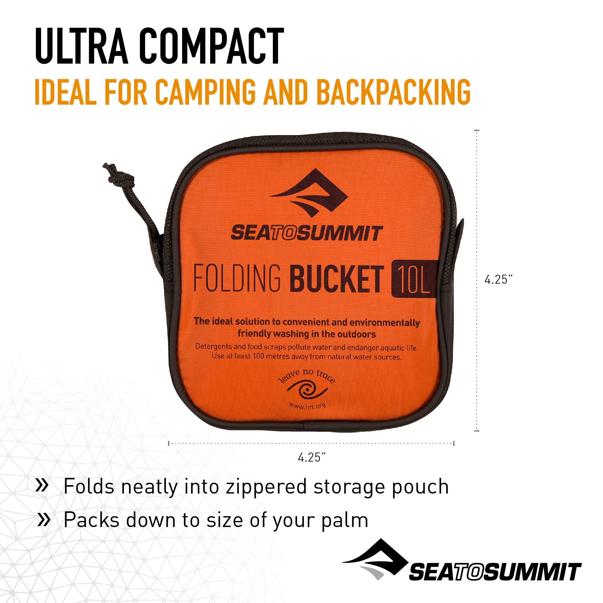 Sea to Summit folding bucket with pouring handle ready for pouring