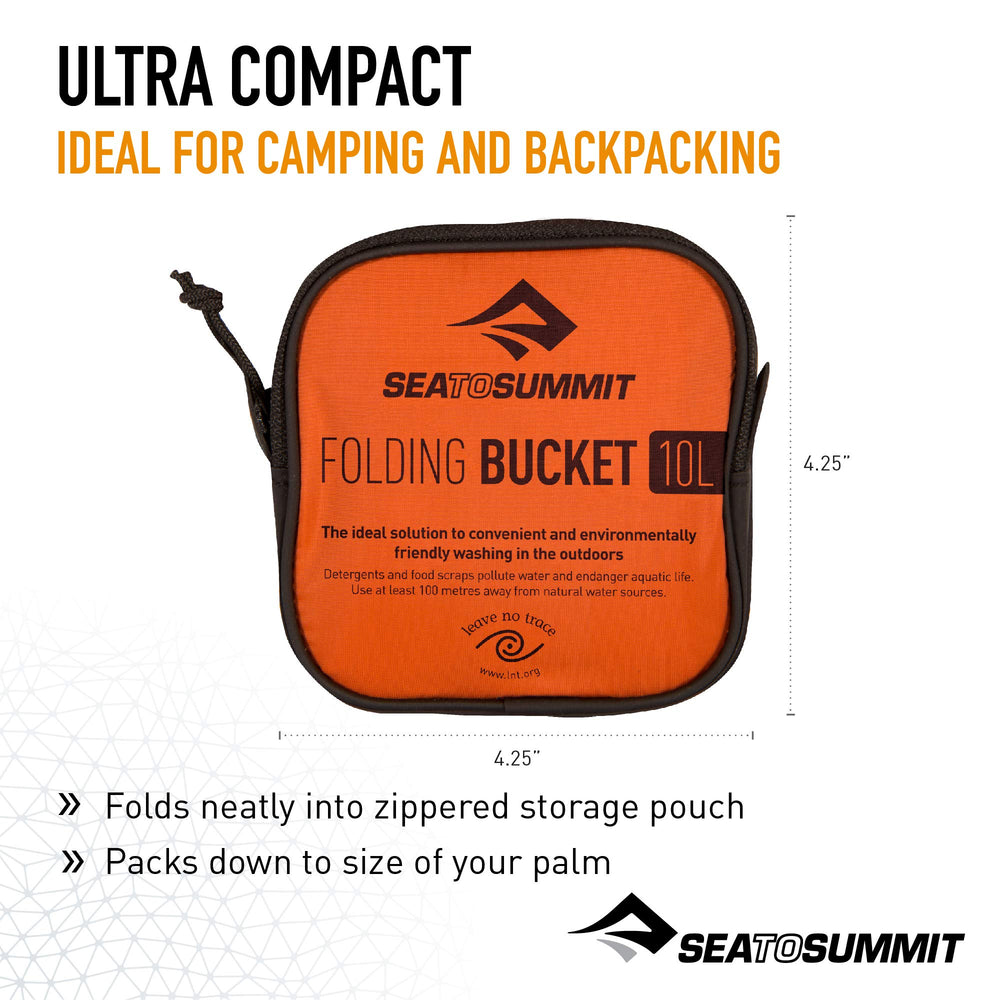 Sea to Summit folding bucket with pouring handle ready for pouring