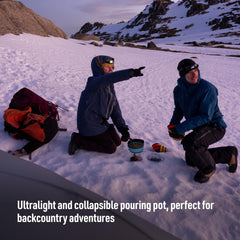 Sea to Summit Frontier 1L pot open for on-trail cooking.