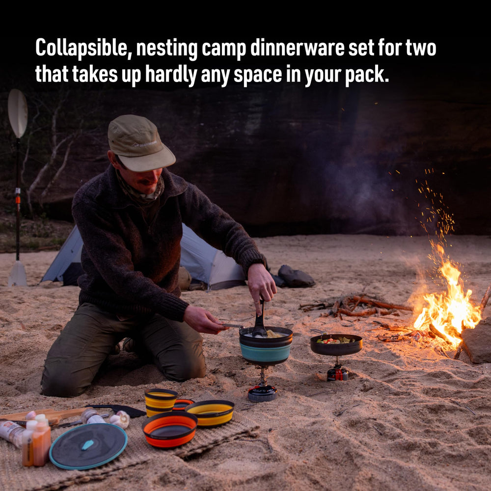 Sea to Summit Frontier large bowls collapsed for space-saving camping meals.