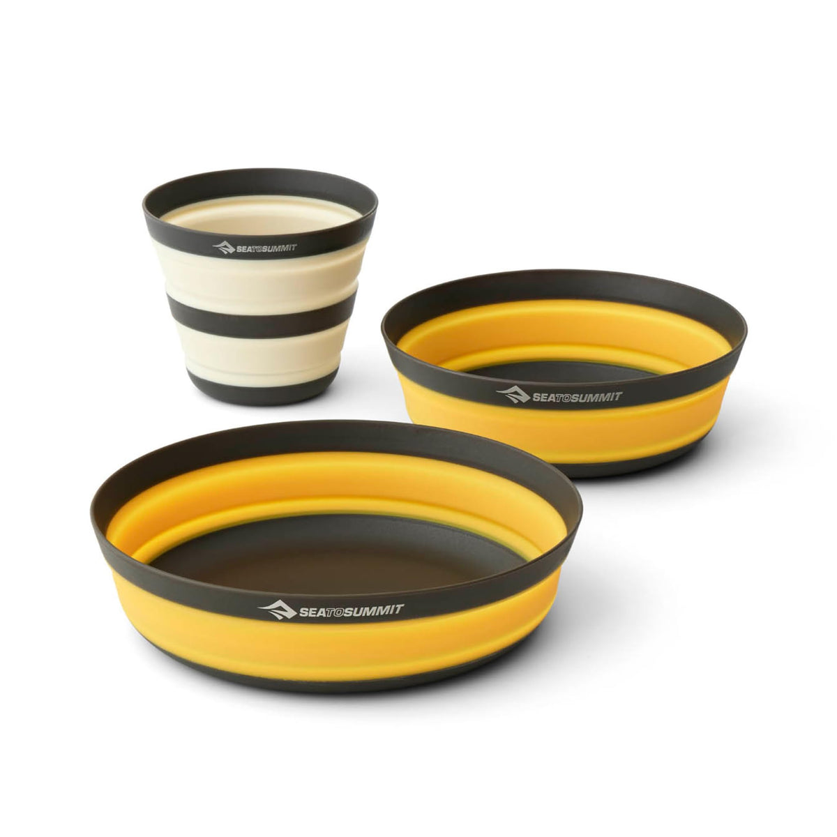 Sea to Summit Frontier collapsible medium bowl shown in compact form for backpacking meals.