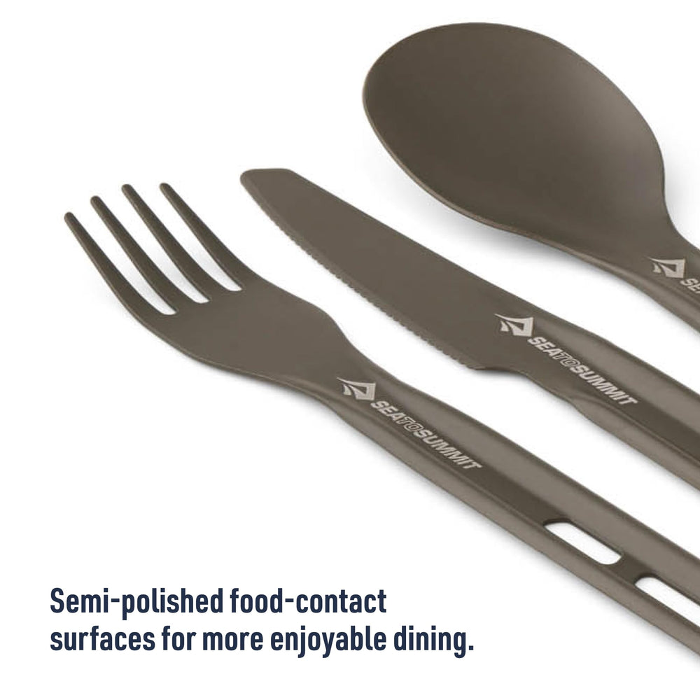 Sea to Summit Frontier cutlery stack illustrating space-saving, compact storage