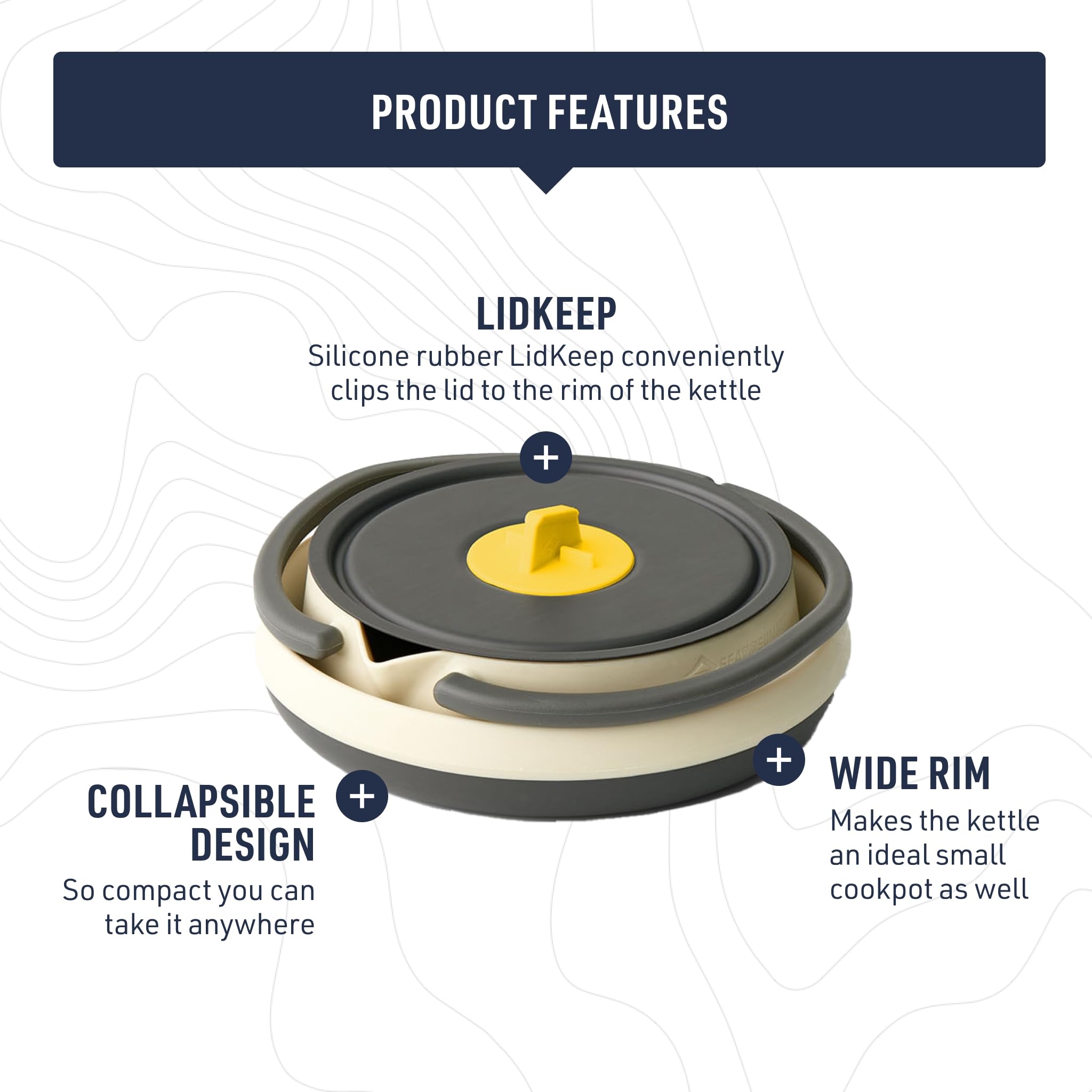 Sea to Summit Frontier kettle with anodized aluminum base for fast, even heating.