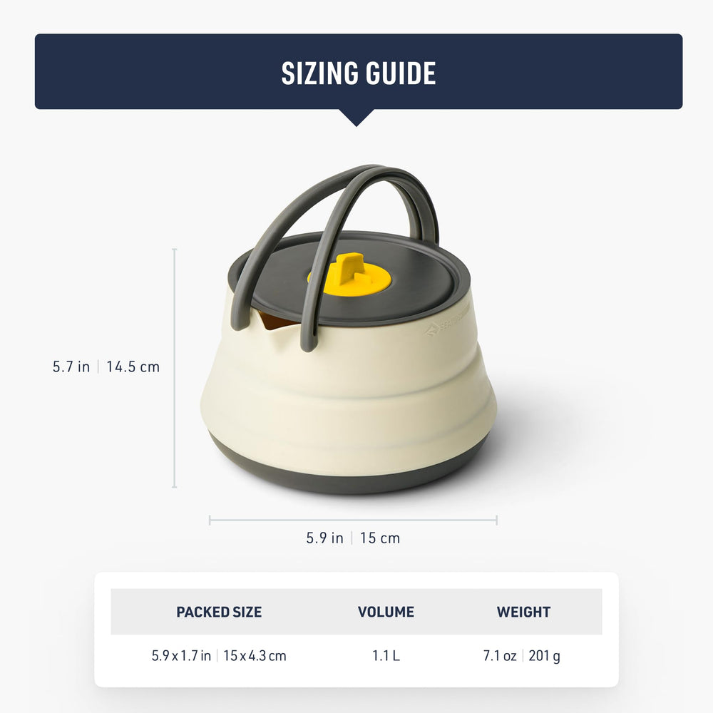 Sea to Summit Frontier kettle weighs 6.5 oz, ultralight for trips.