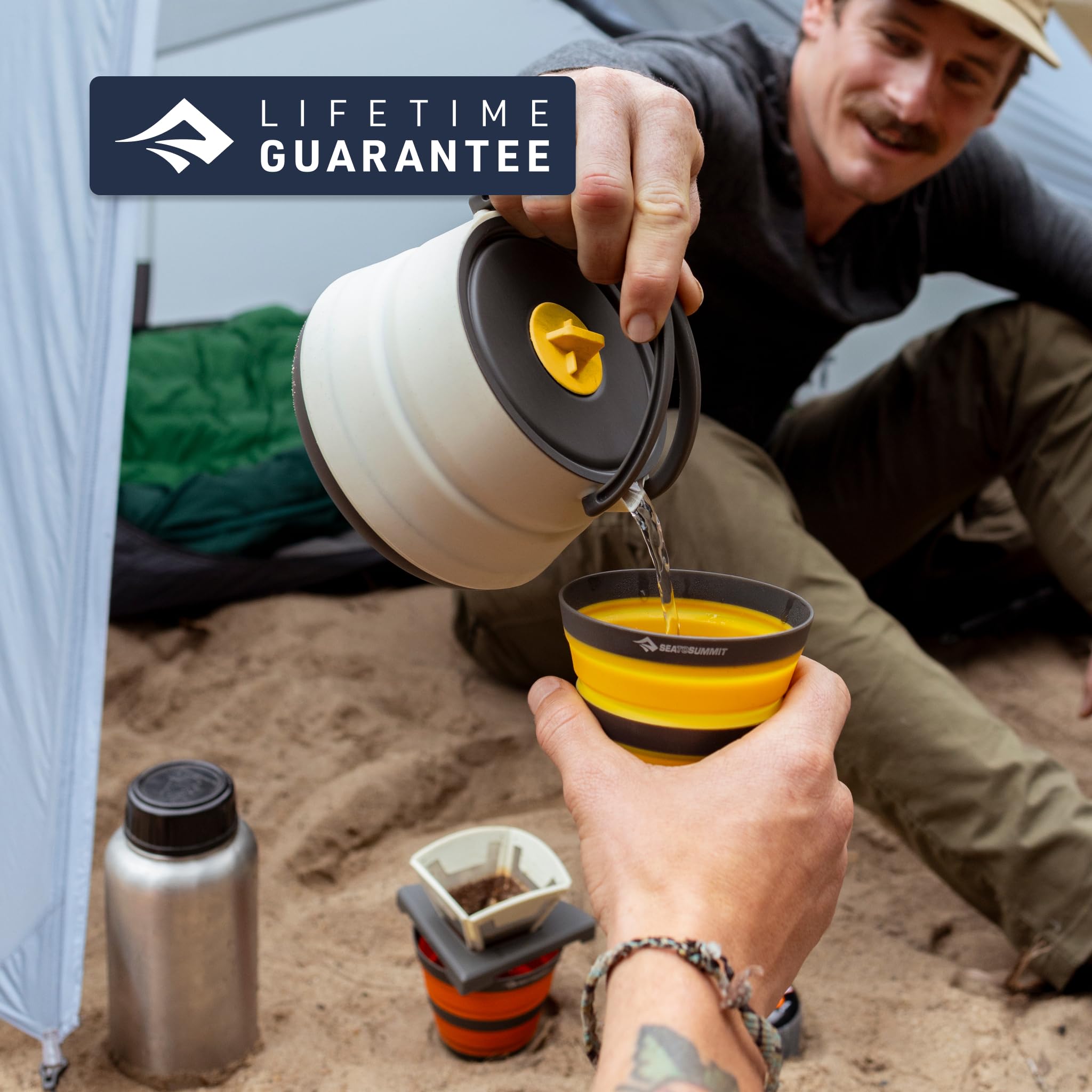 Sea to Summit Frontier UL brewer open over mug for quick pour over
