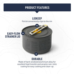 Sea to Summit Frontier Ultralight 1.3L pot with removable Click-Safe handle for easy packing.