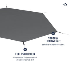 Sea to Summit Ikos Bigfoot Footprint 68D fabric keeps weight down.