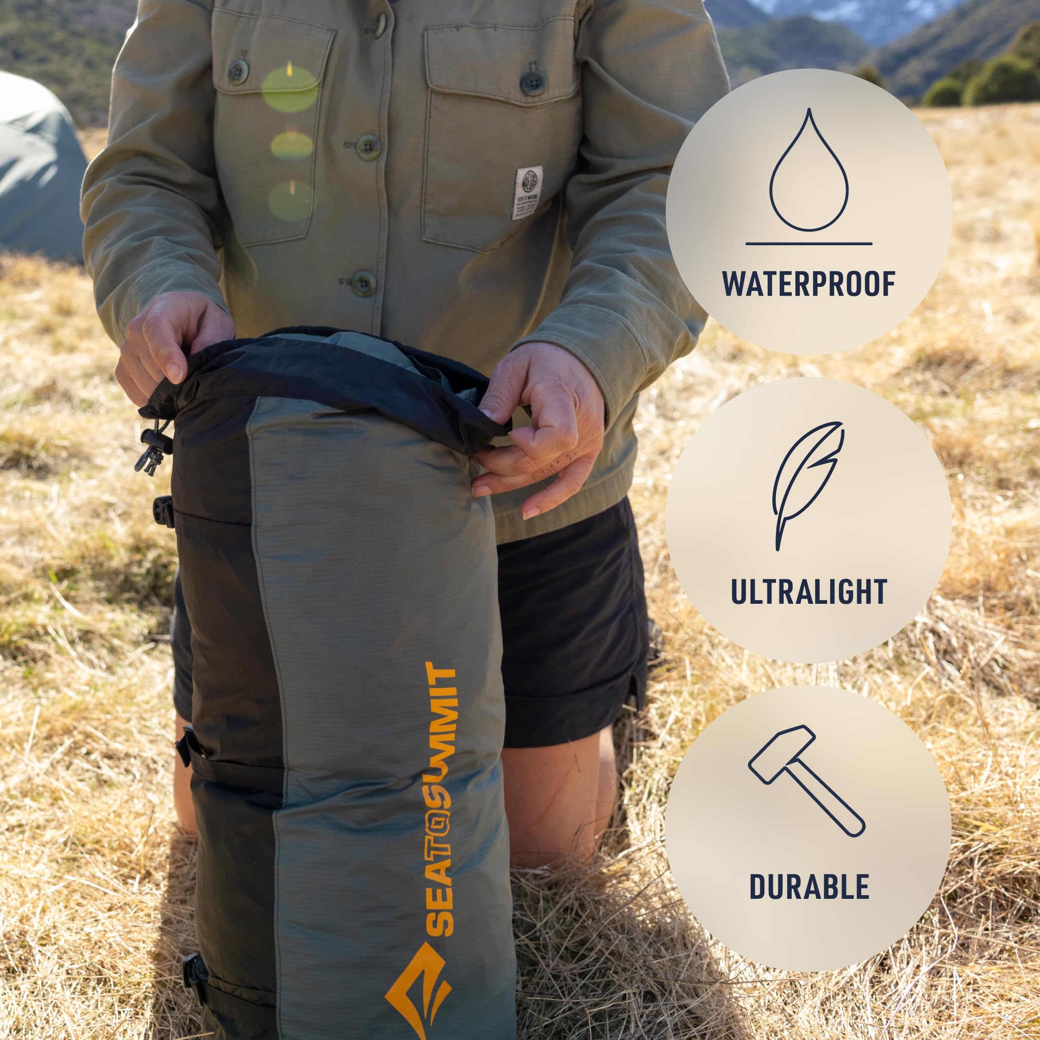 Sea to Summit Ikos Bigfoot Footprint hypalon-perimeter offers secure stakes.