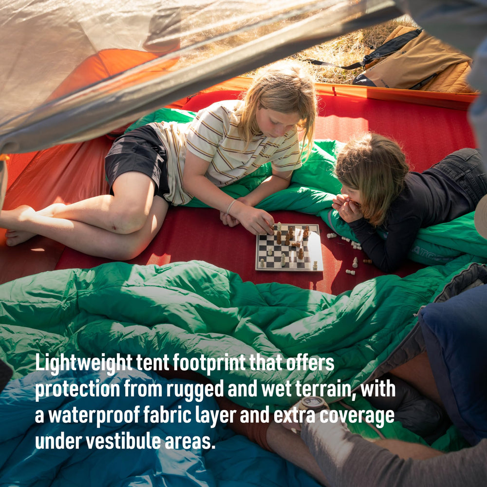 Sea to Summit Ikos Bigfoot Footprint laid-out over tent floor for protection.