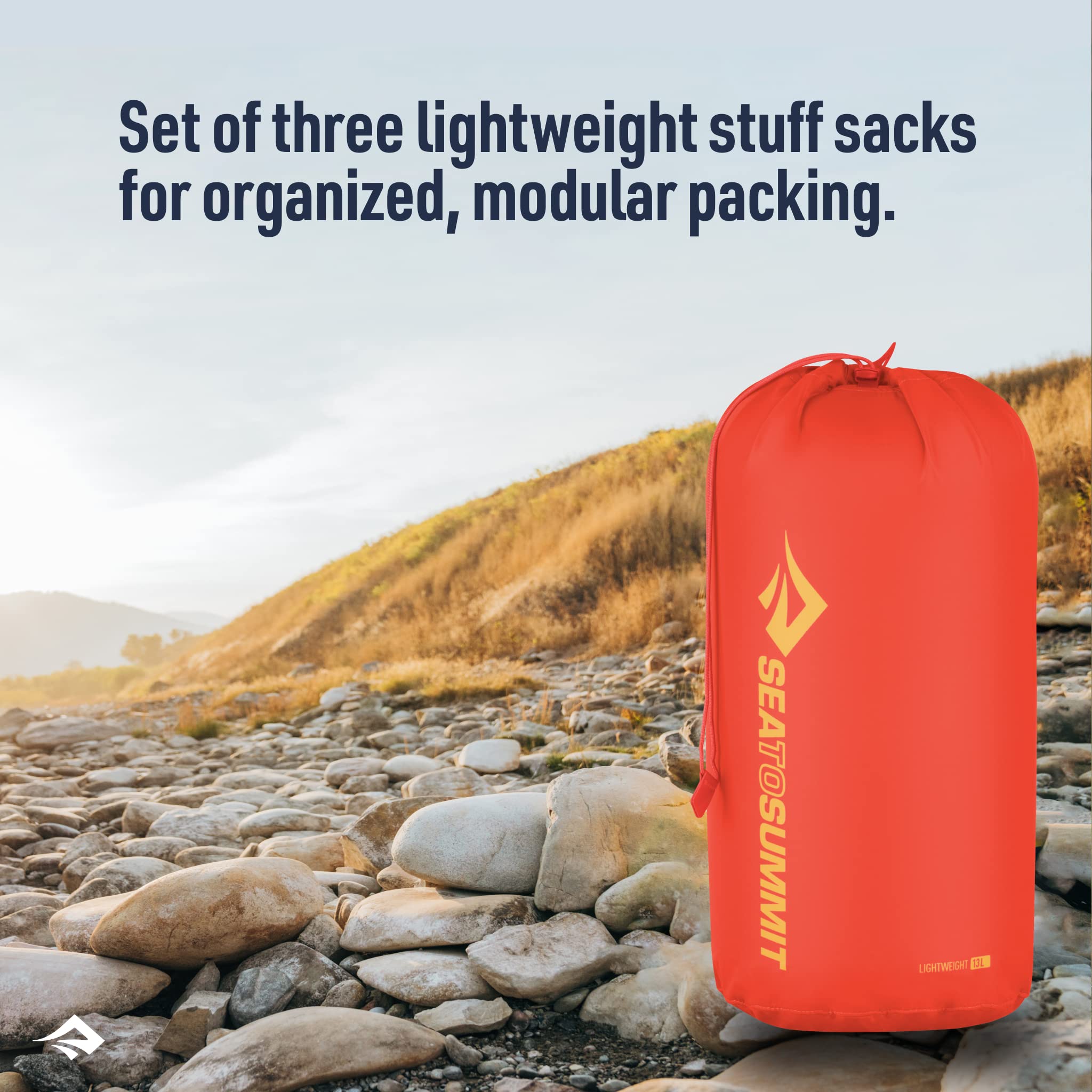 Sea to Summit lightweight stuff sack 8L helps separate clothing on trips