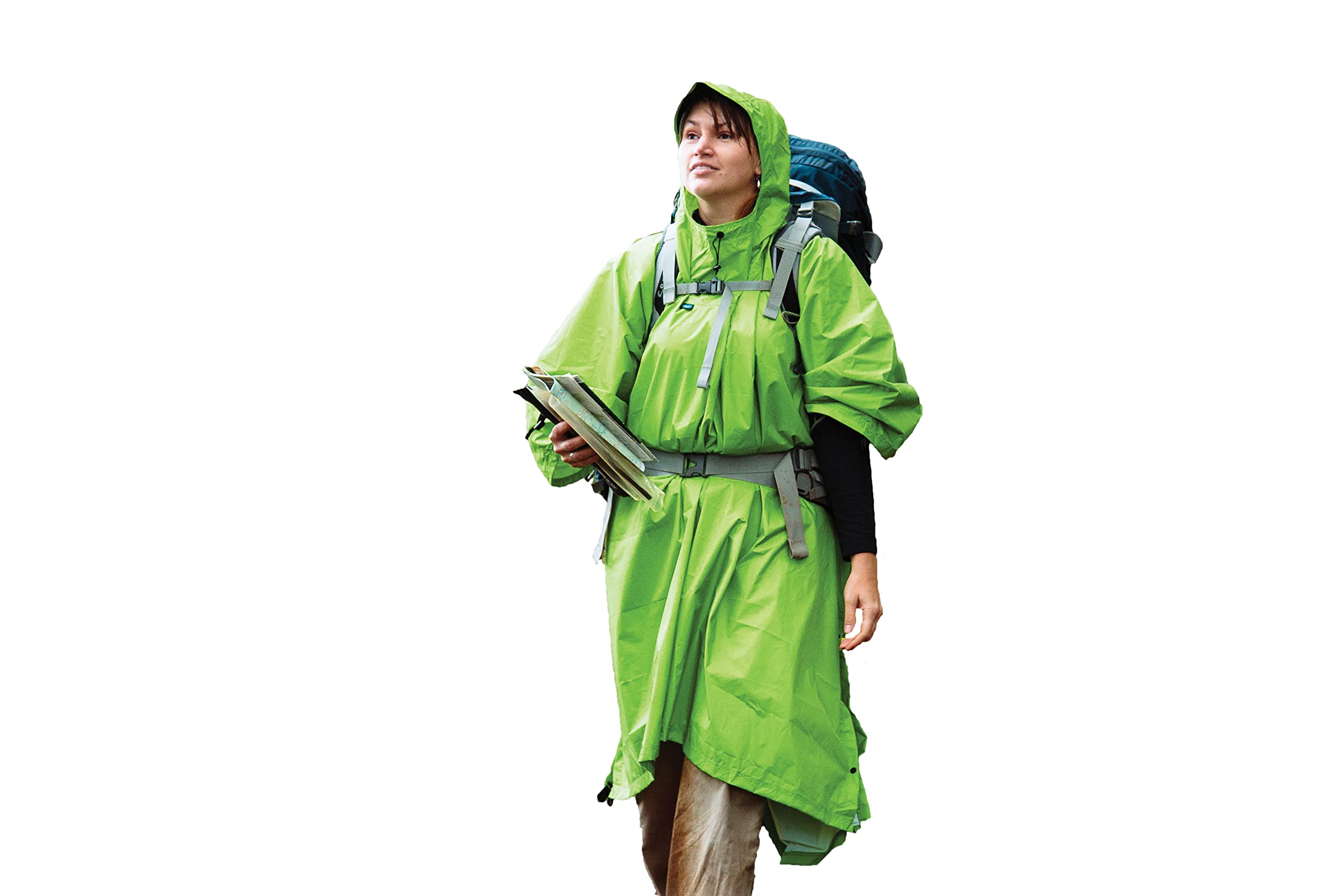 Sea to Summit tarp poncho pack cover demonstrates backpack protection in wet conditions