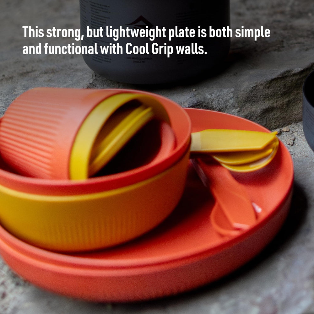 Sea to Summit Passage Camping Plate side view showing Cool Grip for secure handling.