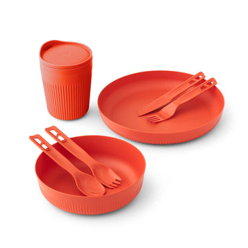 Sea to Summit Passage plate in spicy orange, lightweight durable dinnerware for camping meals.