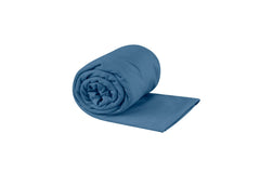Sea to Summit pocket towel folded compactly for on-the-go camping.