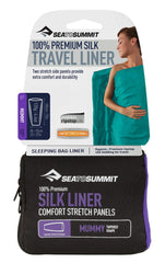 Sea to Summit Premium Silk liner, mummy without hood, ultralight comfort for travel